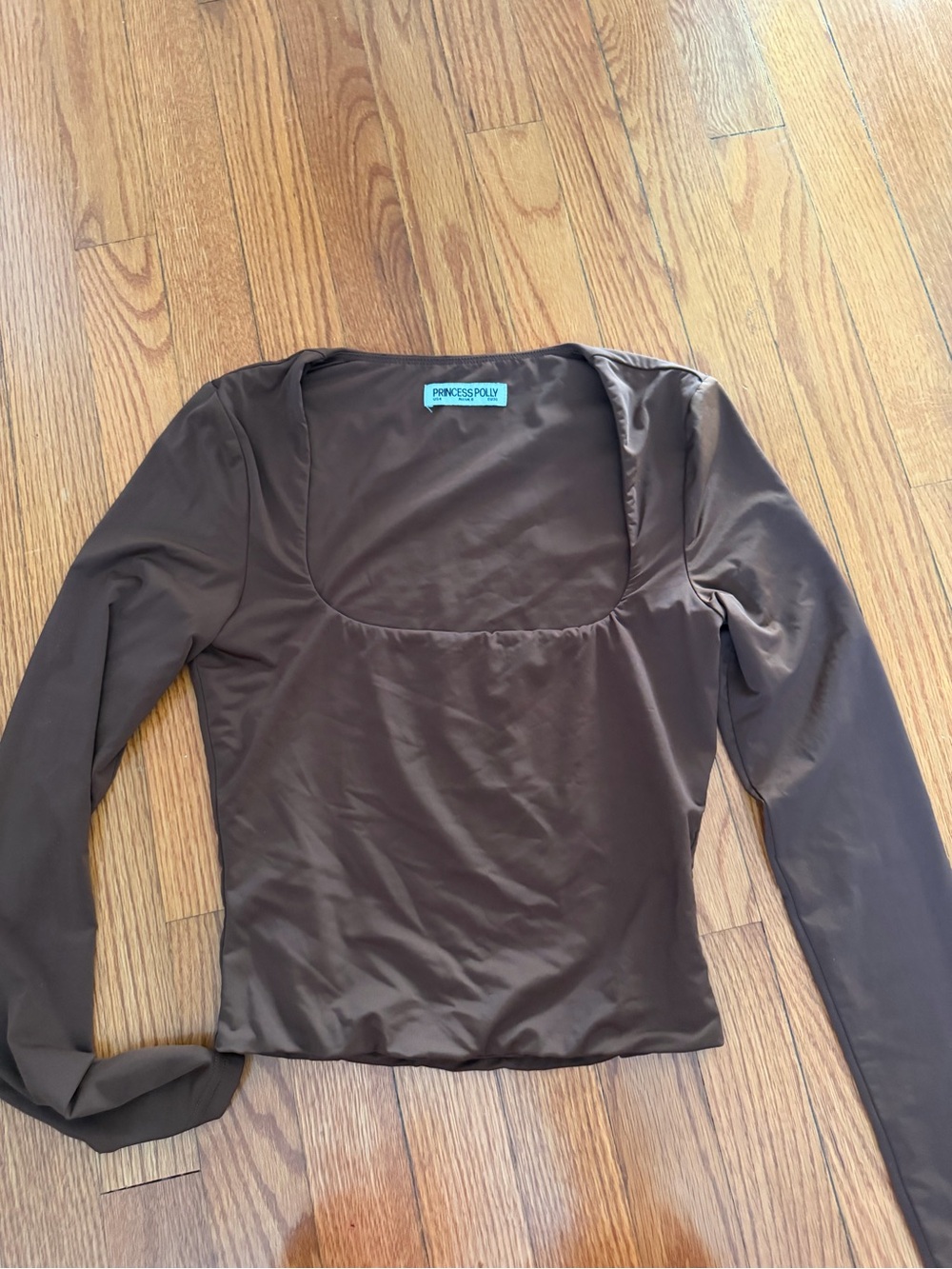 Princess Polly brown square neck long sleeve size 4